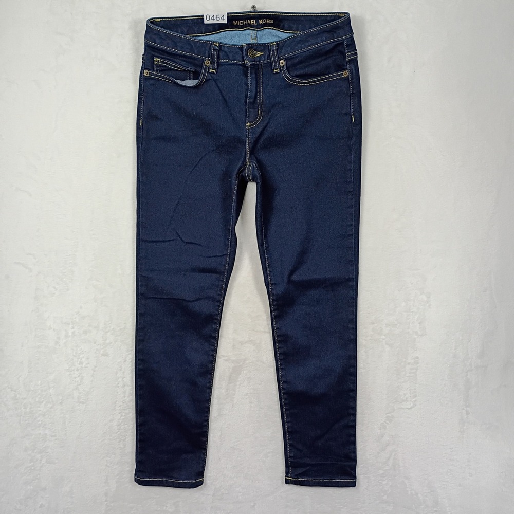 Michael Kors Jeans Womens 4 Dark Blue Izzy Cropped Skinny Denim Casual Classic